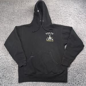 Salty Crew Hoodie Adult Medium Black Grunge Fleece Hunt Outdoor Fishing Pullover